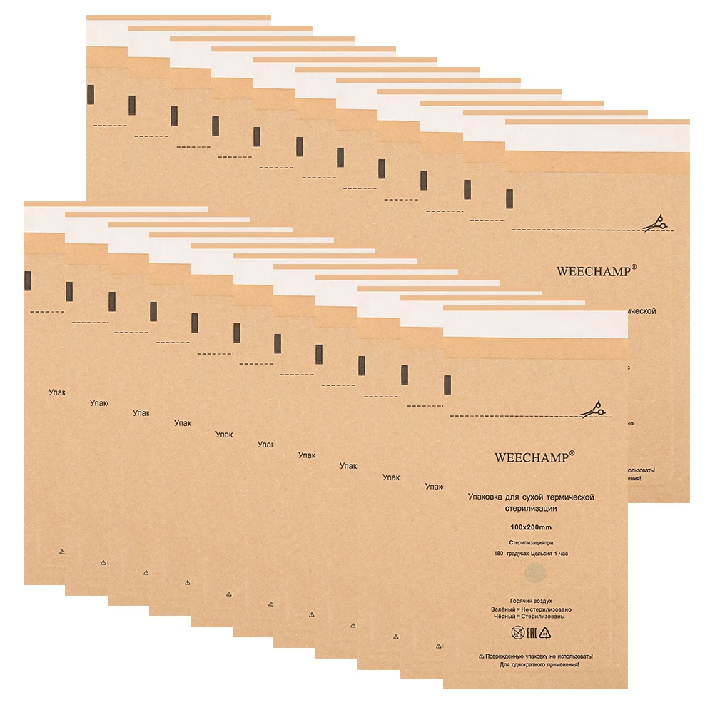 100 قطعة من أكياس ورق الكرافت النظيفة، حقيبة تعقيم للاستعمال مرة واحدة، أداة ملحقات التطهير لمعدات الأظافر