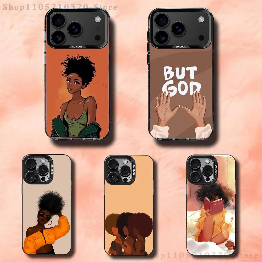 

Black Girl A-Afro Phone Case For iPhone 17,16,15,14,13,12,11,Pro,Max,Plus,E,Air,Mini Black Tpu Cover