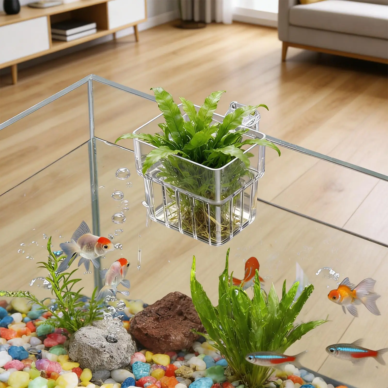 Aquarium Plant Holder Transparent Hanger Cup Aquarium Plant Pots For Fish Tank Hydroponic System Indoor Home Cultivation