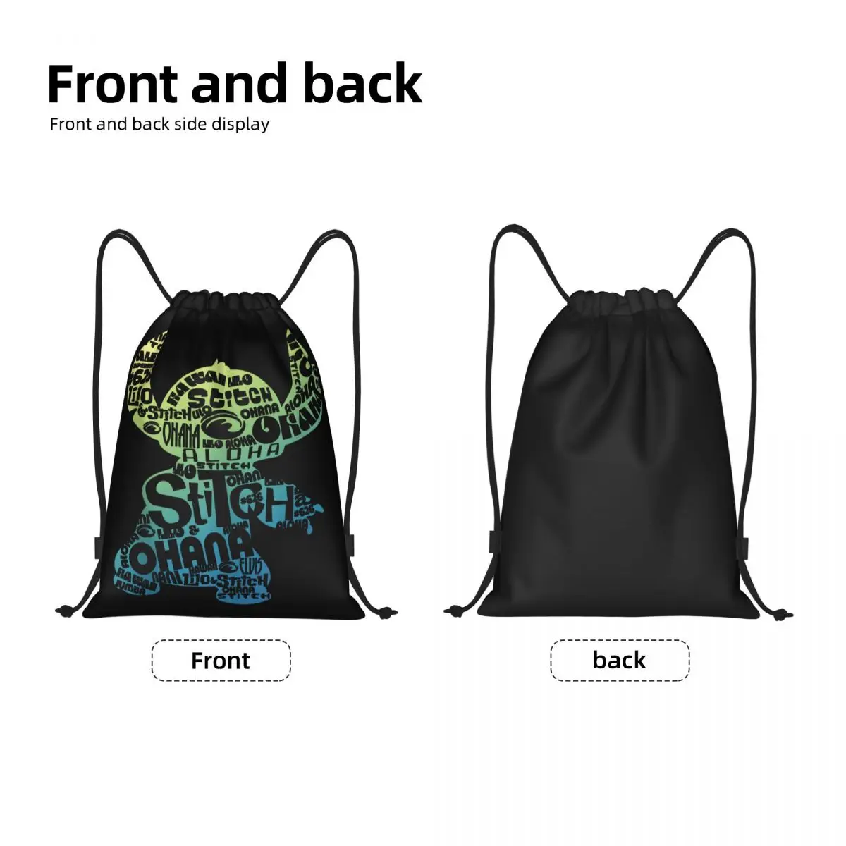 Custom Stitch Word Fill Drawstring Backpack Sports Gym Bag for Women Men Shopping Sackpack