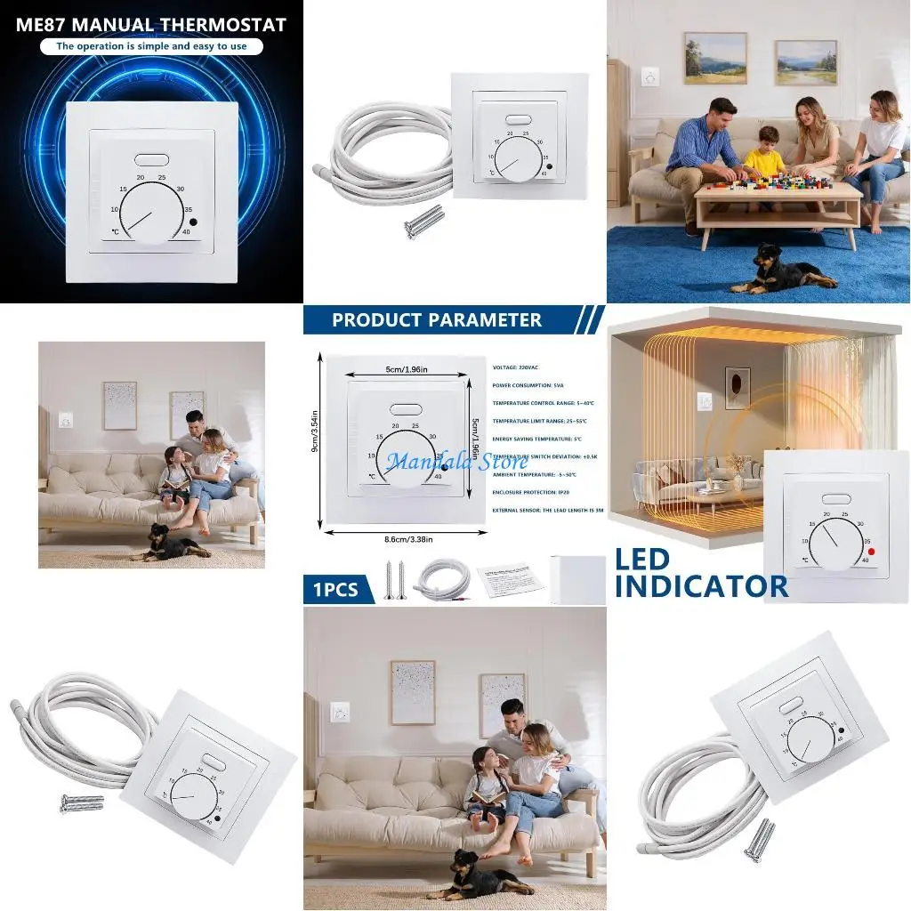 

Ручной электрический термостат 16А 220ВАК У2ДЖК для системы управления жилым отоплением