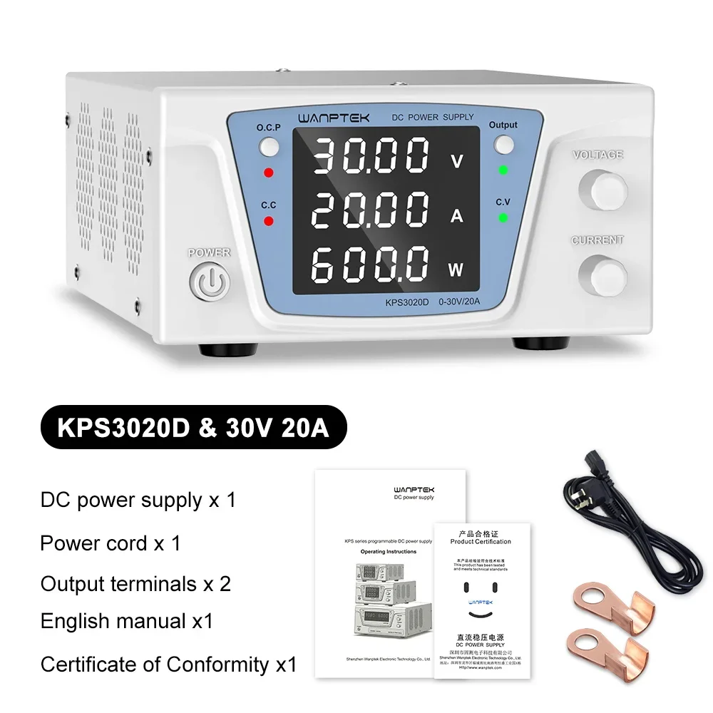 Wanptek Krachtige verstelbare voeding 30V 20A / 60V 20A Laboratorium schakelende voeding voor het opladen en verouderen van de batterij