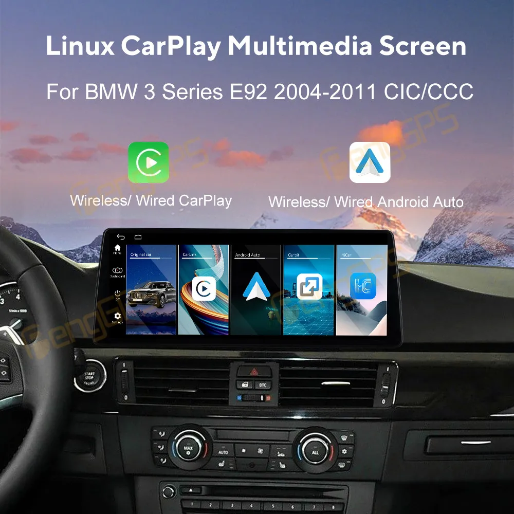 لينكس راديو السيارة CarPlay لسيارات BMW 3 Series CIC-CCC 2004-2011 12.9 بوصة تعمل باللمس مشغل وسائط متعددة نظام تحديد المواقع والملاحة رئيس وحدة