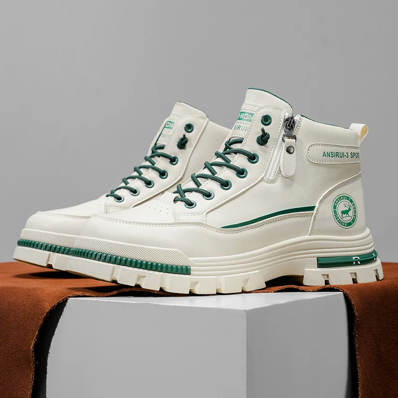 

Мужские всесезонные ботинки среднего кроя 2025 года — удобные прогулочные, походы на свежем воздухе, повседневные кроссовки на толстой подошве