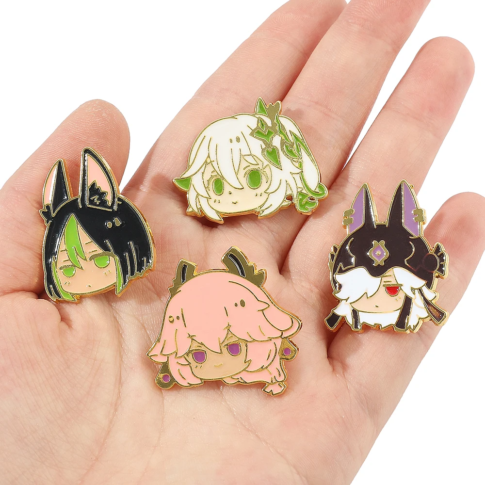 Game Genshin Impact Brooch Cute Cartoon Figure Hu Tao Kaedehara Kazuha Badge Enamel Brooch Clothing Backpack Pin Accessories