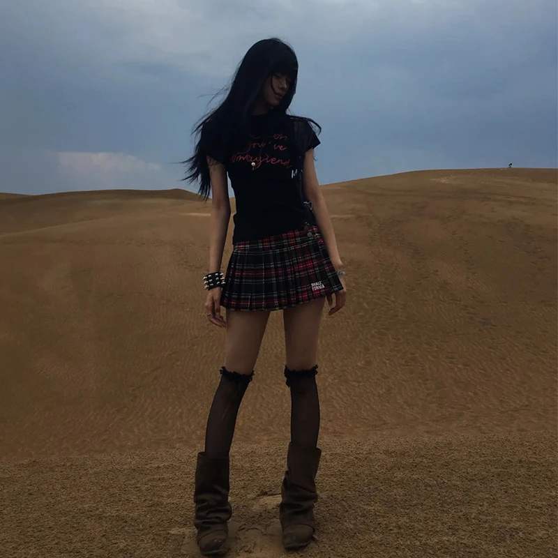 Tonngirls Y2k Japanese T Shirt Women Print Letter Crop Tops Black American Retro 90s Tee Tops Streetwear Grunge Tops Summer - Image 5