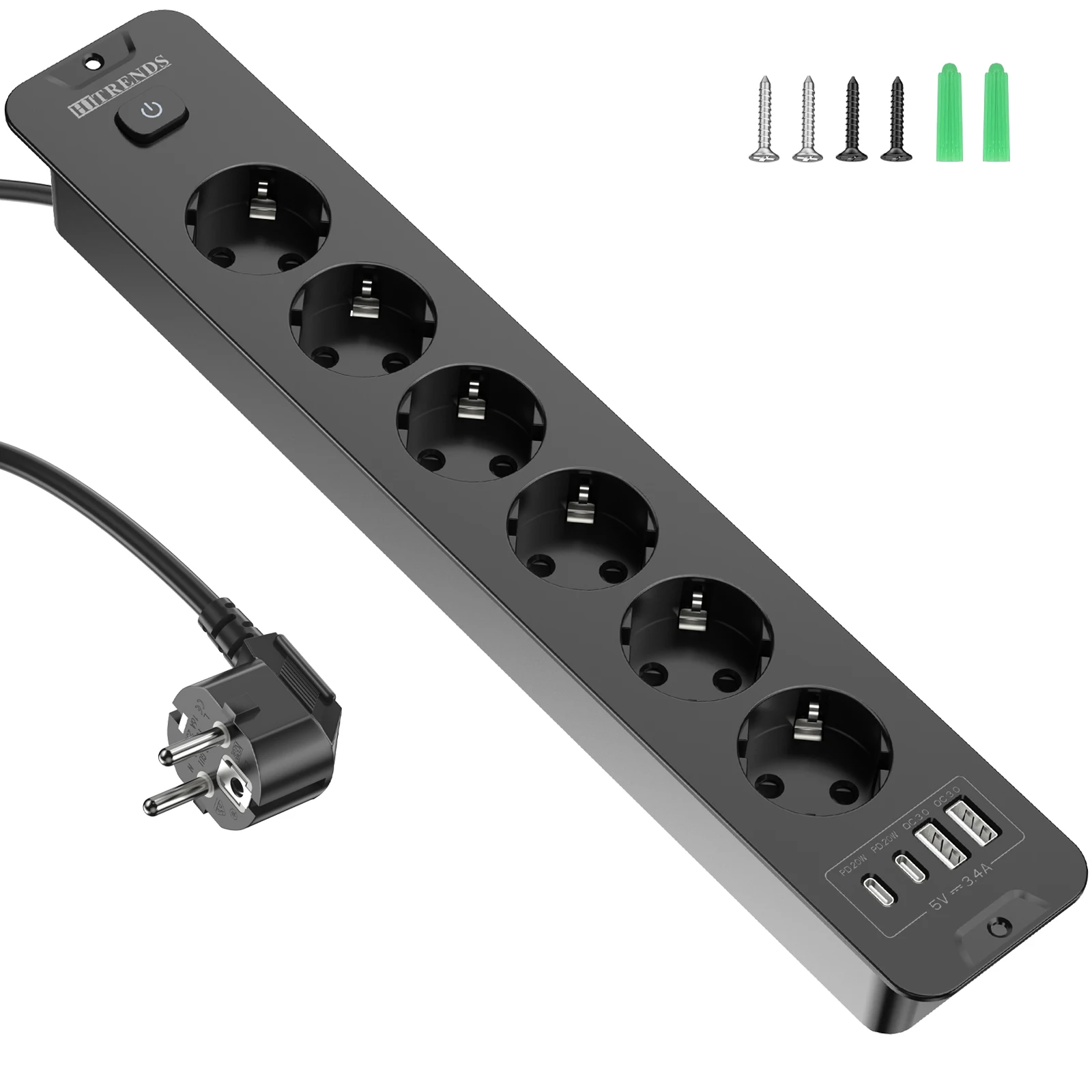 

Настольная встраиваемая розетка европейского стандарта с USB, 6 розетками питания с удлинителем длиной 2 м, адаптер с несколькими вилками для мебели для дома