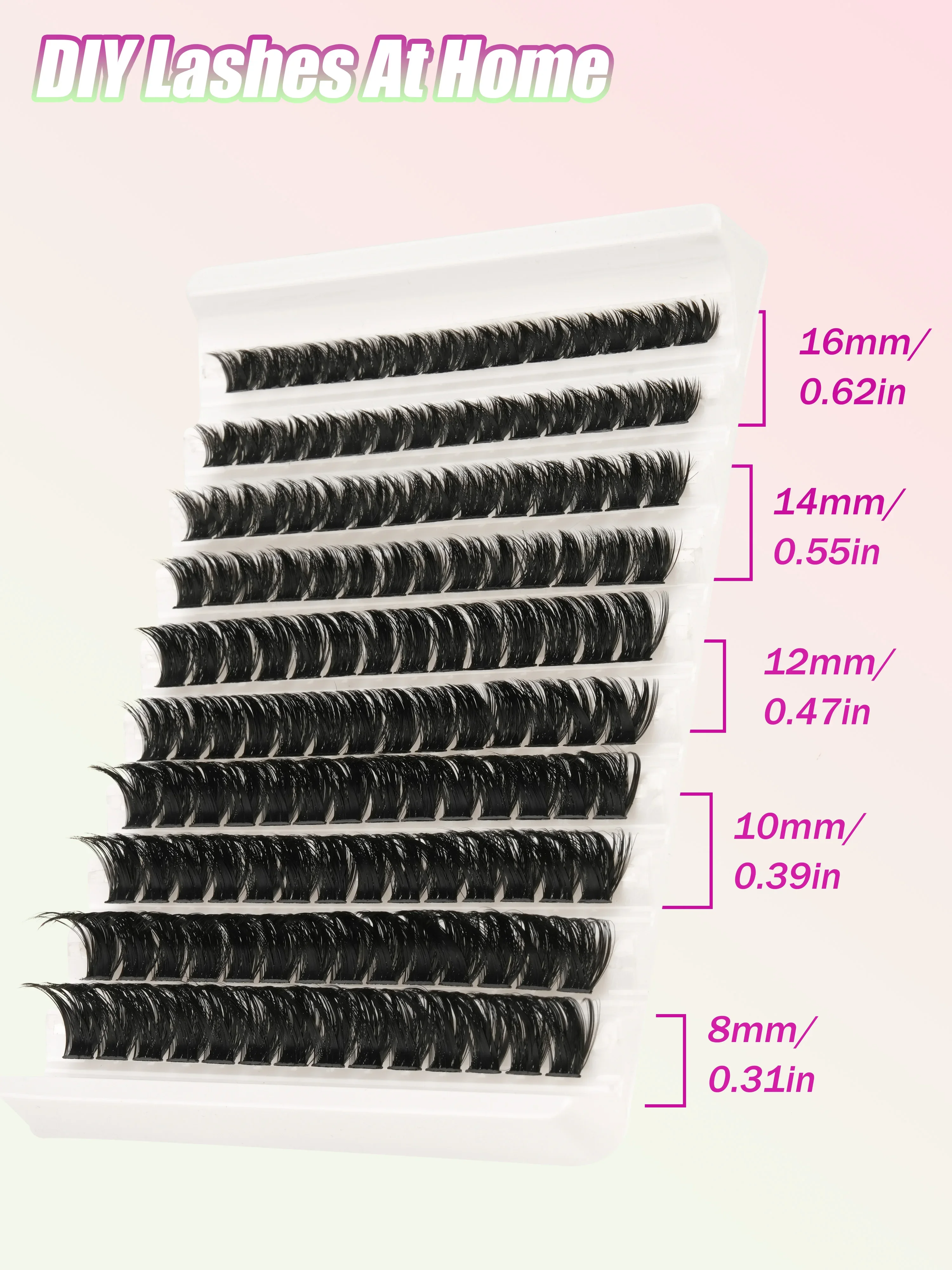 Fluffy Lash Clusters 8-16mm Mixed Length Faux Mink Wispy DIY Individual Eyelash Extensions False Eyelashes for Eye Beauty