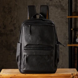 Handmade Cowhide Leather Backpack For Men Genuine Leather School Bag Large Capacity Knapsack Travel Outdoor Rucksack Laptop Bag