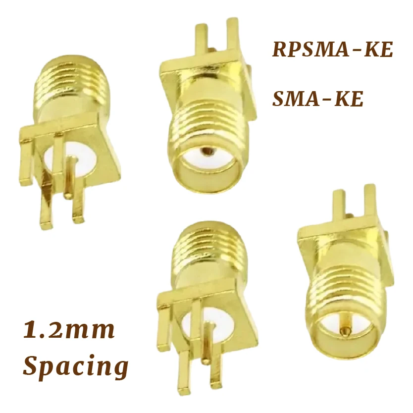 

Male Female Connector PCB Straight Mount Gold Plated RF Adapter Solder 1.2mm Spacing RPSMA-KE SMA-KE