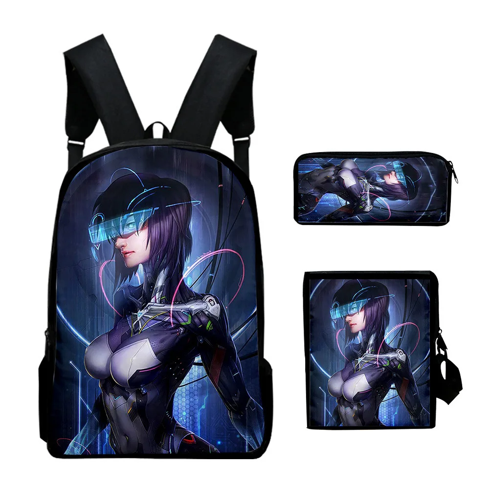 

Classic ghost in the shell 3D Print 3pcs/Set pupil School Bags Laptop Daypack Backpack Inclined shoulder bag Pencil Case