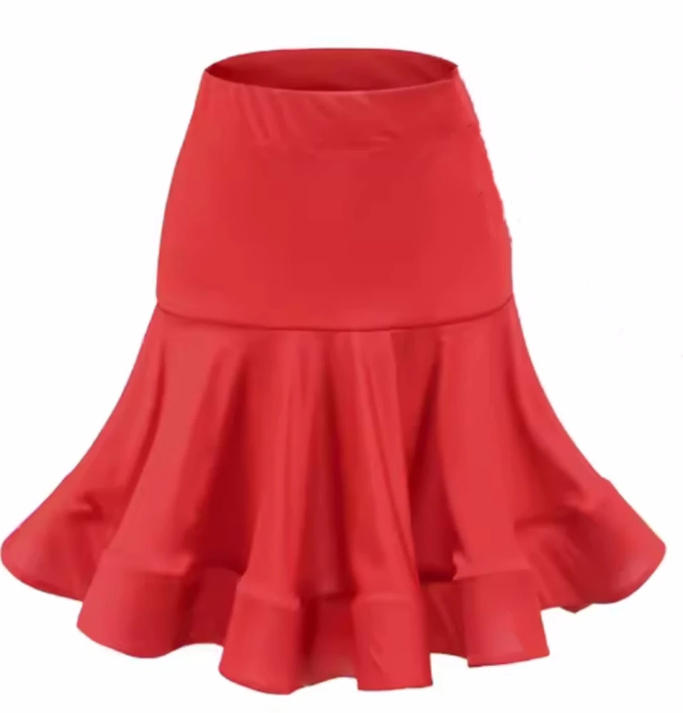 Girls Latin Dance Skirt Kids black red green Children Practice latin ballroom Dancing Skirt Rumba Samba salsa Skirt for girls