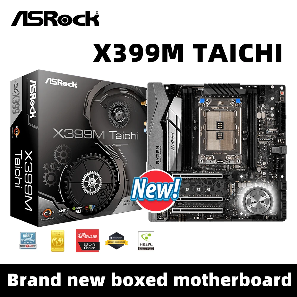 ASROCK New X399M Taichi Motherboard Suppor TR 2990WX 2970WX 2920X 1900X CPU Quad Channel DDR4 3600+ MHz NVME M.2 RGB PCIe 3.0