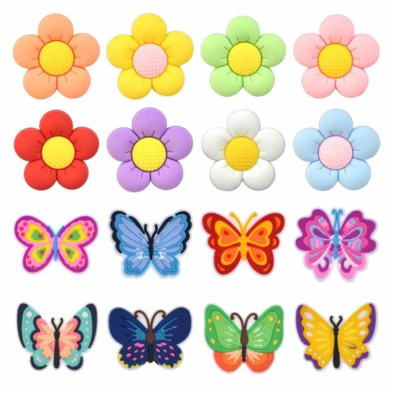 Fresh Butterfly Flower Beach Bag Charms Decorative for with Hole Tote Bag Accessories Decorations Buckles for Girls Women