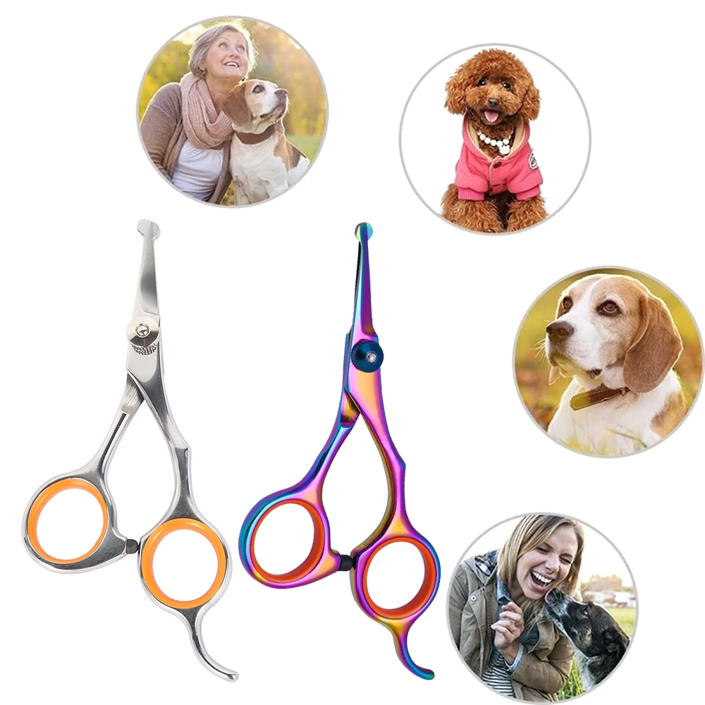 Pet Hair Scissors Grooming Safty Round Head Professional Stainless Steel Dog Scissors Pets Shears Animal Cutting Portable Set