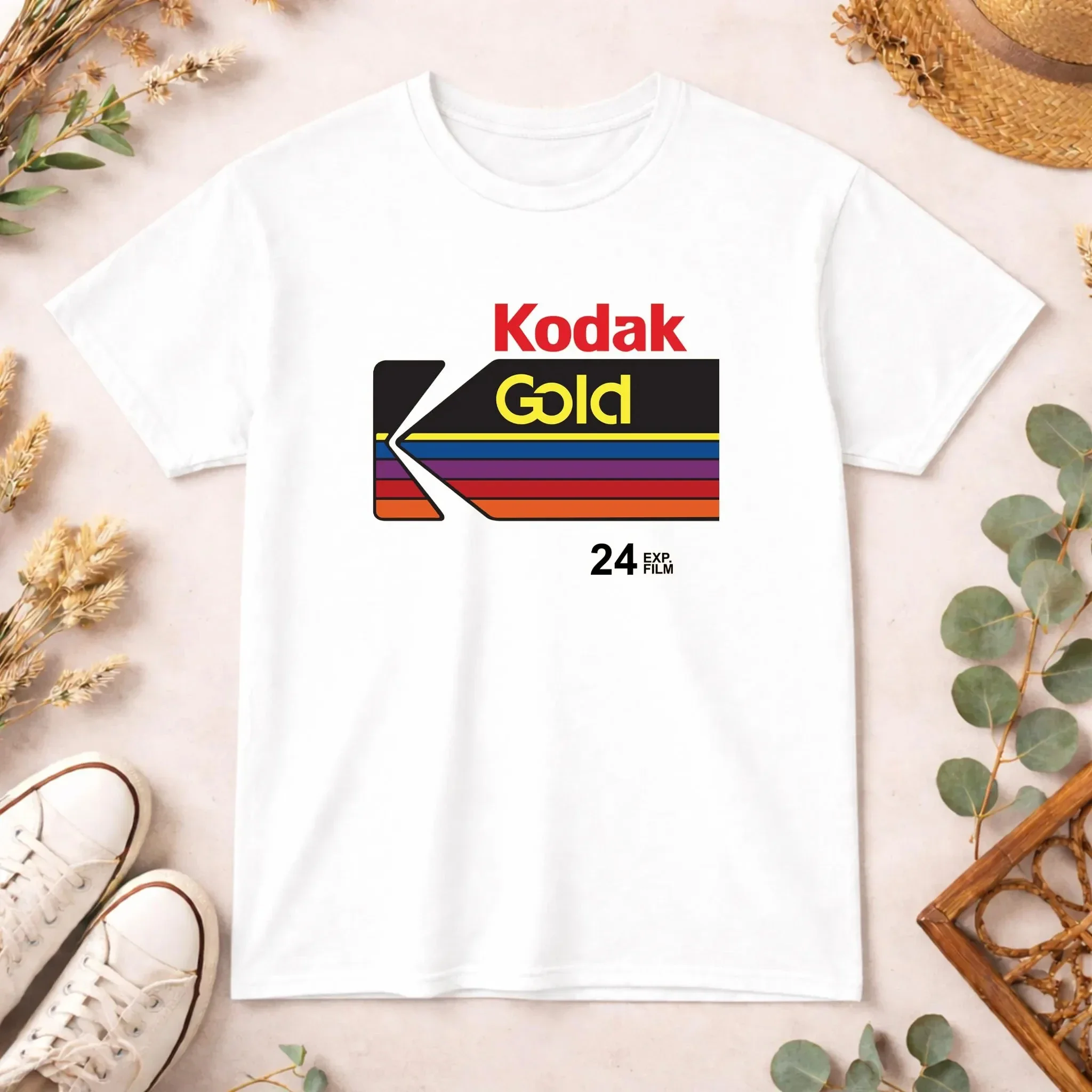 Camiseta Kodak Gold estilo cámara analógica clásica, ropa retro para fotografía
