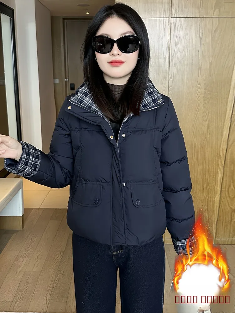 

Faionable Slimming Loose Outerwear Women's Winter Jaet Fce Lined Warm Sli Commute Korean Sle Thiened Long Sve