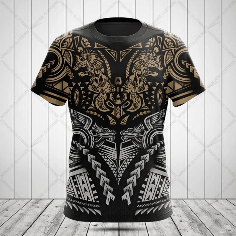 Customized Summer Casual Polynesia Tattoo Graphic T-shirts Men's Fashion E-Sports Jersey Short Sleeve Tops Fast Dry Streetwear