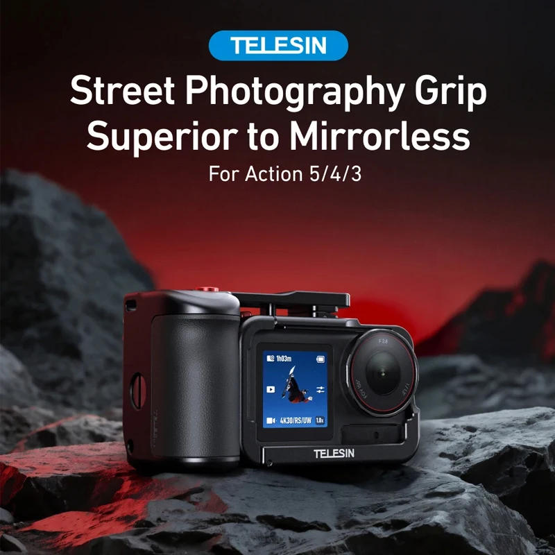Защитный чехол TELESIN с ручкой для уличной фотографии с дистанционным управлением для DJI Action 5/4/3, аксессуары для экшн-камеры