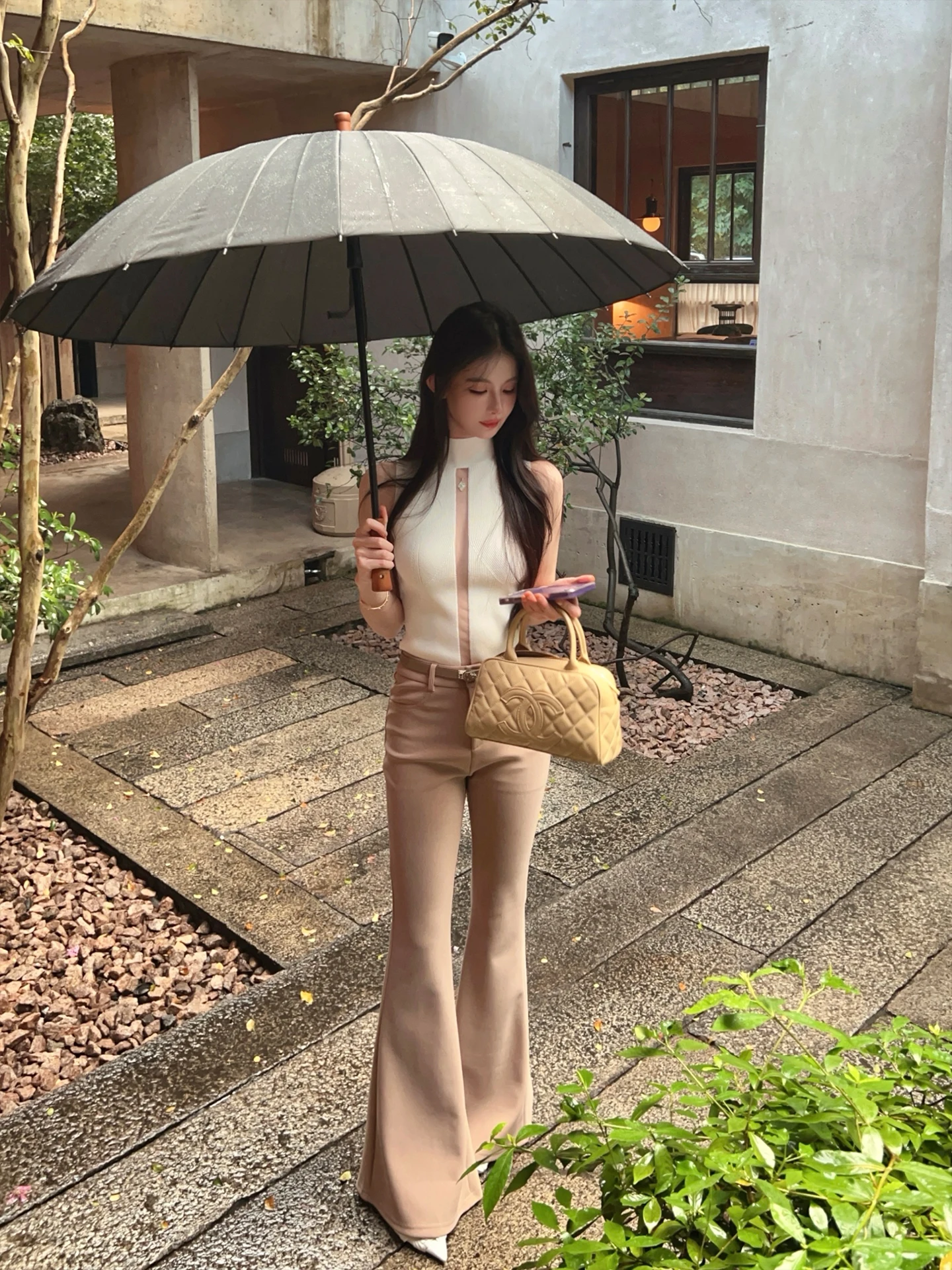 

FairyJiang 2025 Новые женские повседневные брюки-клеш с высокой талией, удлиненные, стройнящие, комфортные, свободного кроя