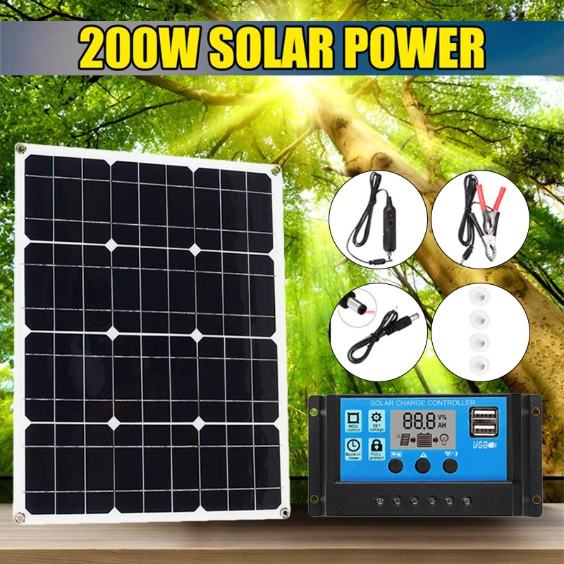 300w Solar Panel 18V/5V Dual USB With 30A Controller Monocrystalline Solar Cells LCD Controller for Car Yacht RV Battery Charger