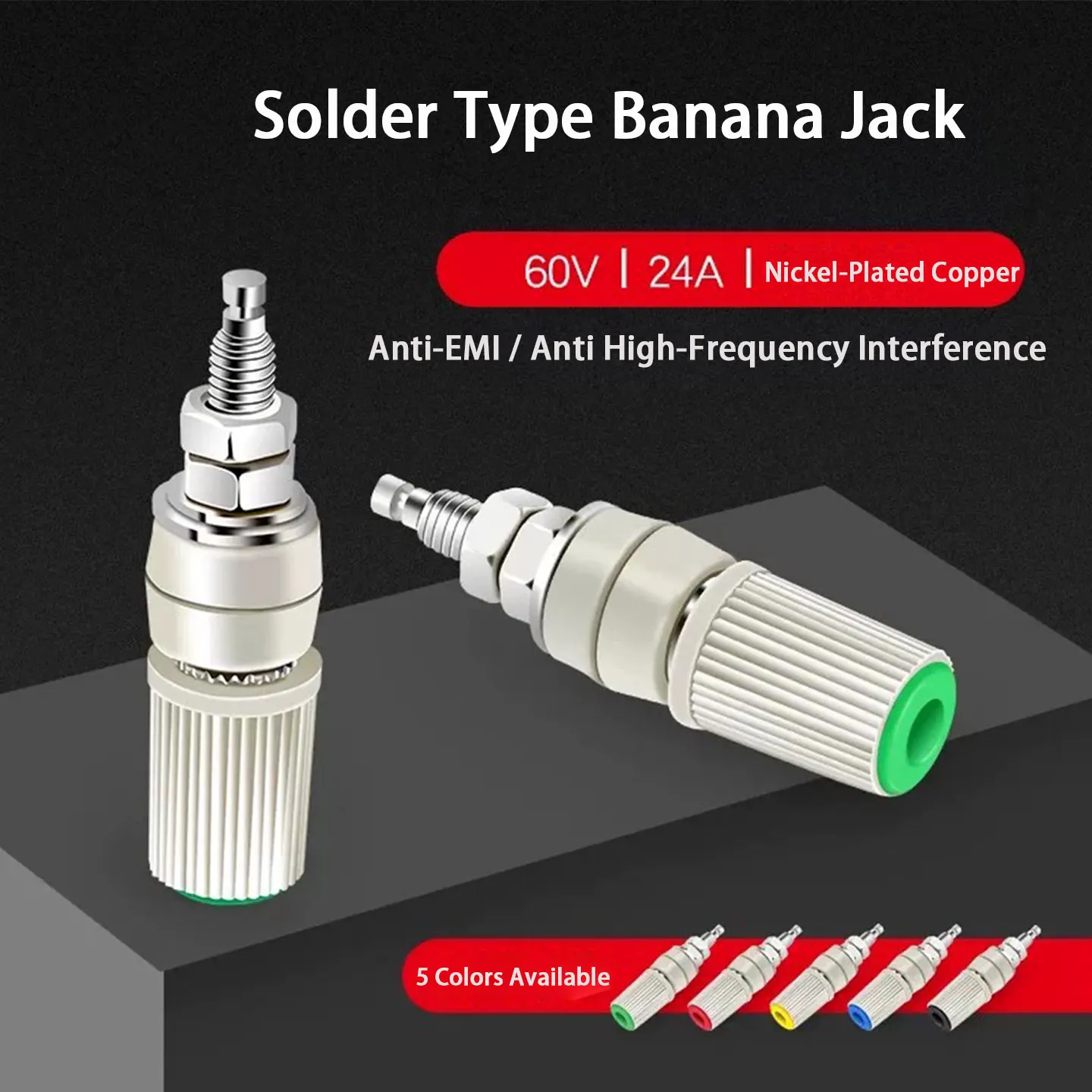 4mm Banana Jack Panel Mount 24A 60VDC Nickel Plated Brass with Anti-Rotation Positioning Hole for Speaker Amplifier Ground