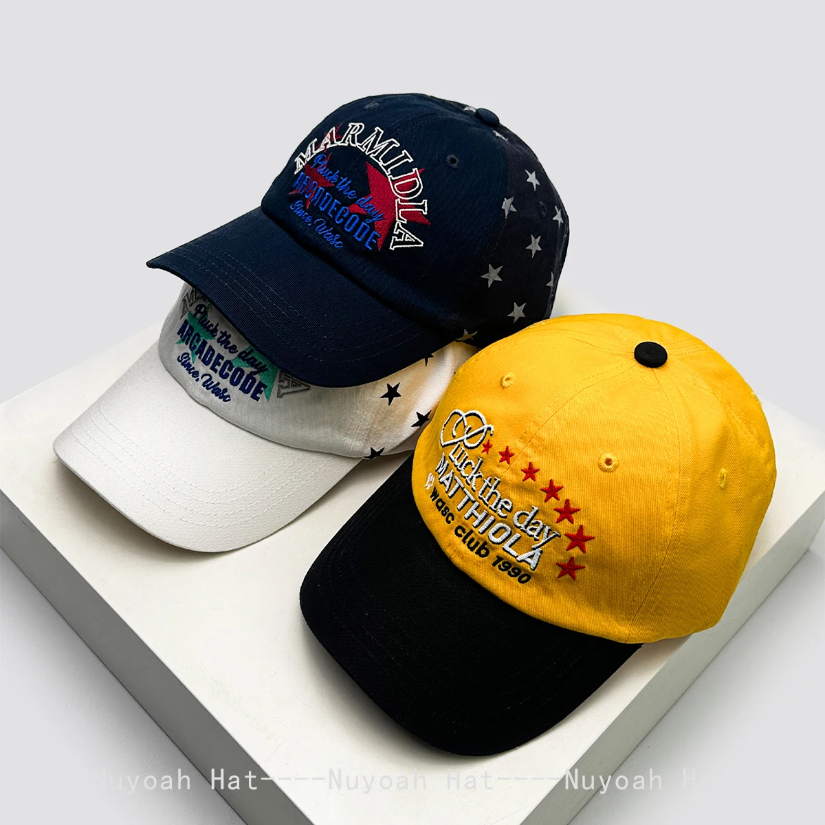 

New Men Women Preppy Style Korean Embroidered Letters Baseball Hats Sunshade Personal Versatile Color Block Peaked Caps Fashion