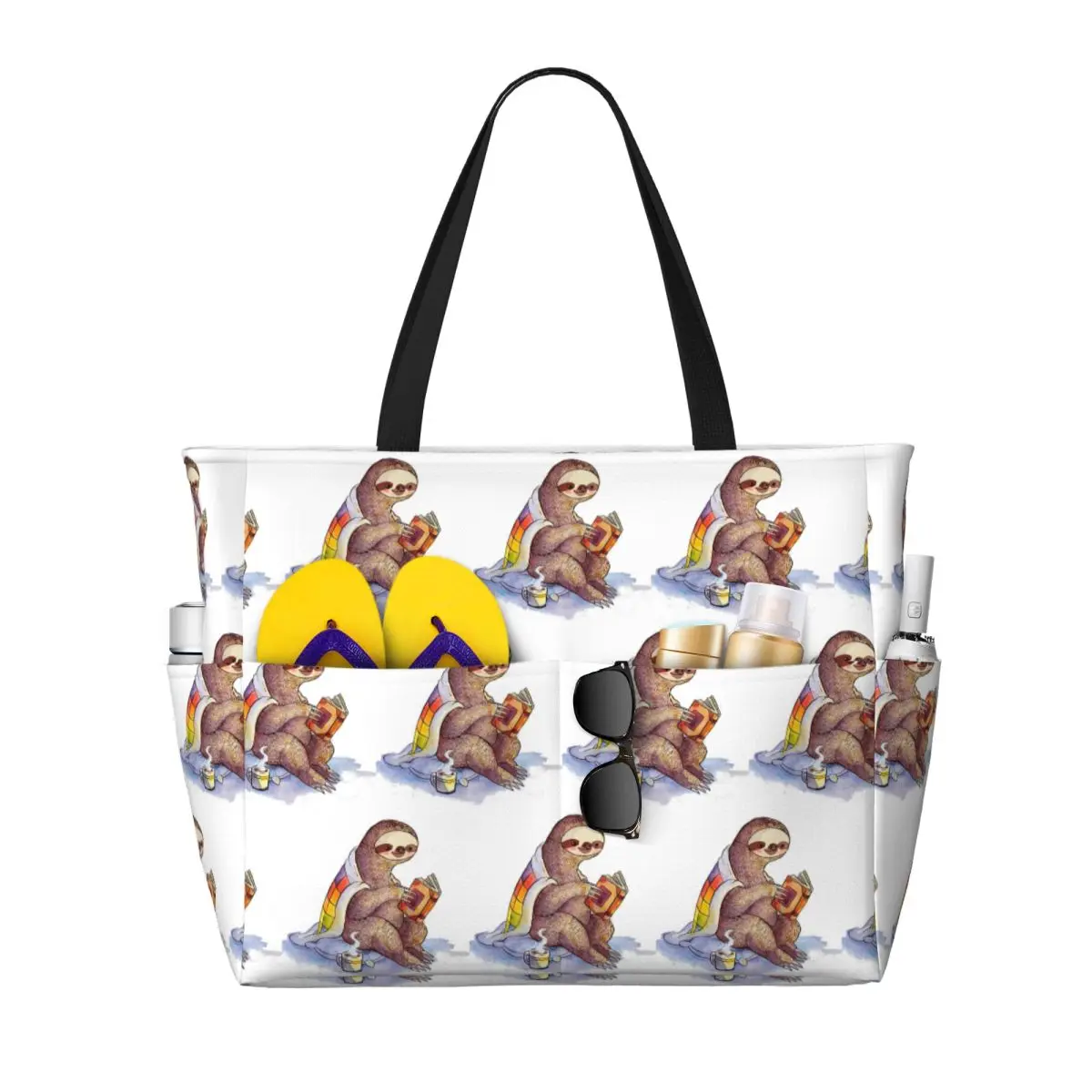 Cozy Sloth Beach Tote Bag Sport Gym Yoga Duffle Large Tote Bag Women Travel Bag Fitness bag