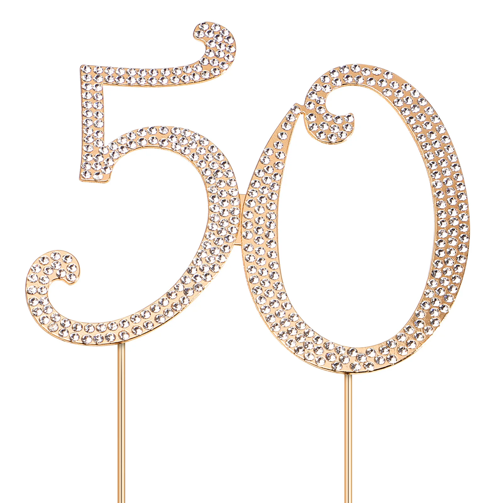 

50Th Birthday Cake Topper Bling Crystal Design Heavy Duty Alloy Material Fancy Cake Decor for Anniversary Gathering