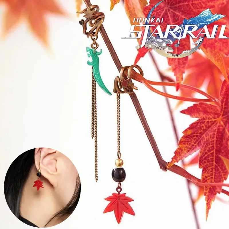 Honkai:Star Rail Imbibitor Lunae Cosplay Eardrop Jewelry Necklace Pendant Dan Heng Ear Clips Stud Earring Dangler Accessories