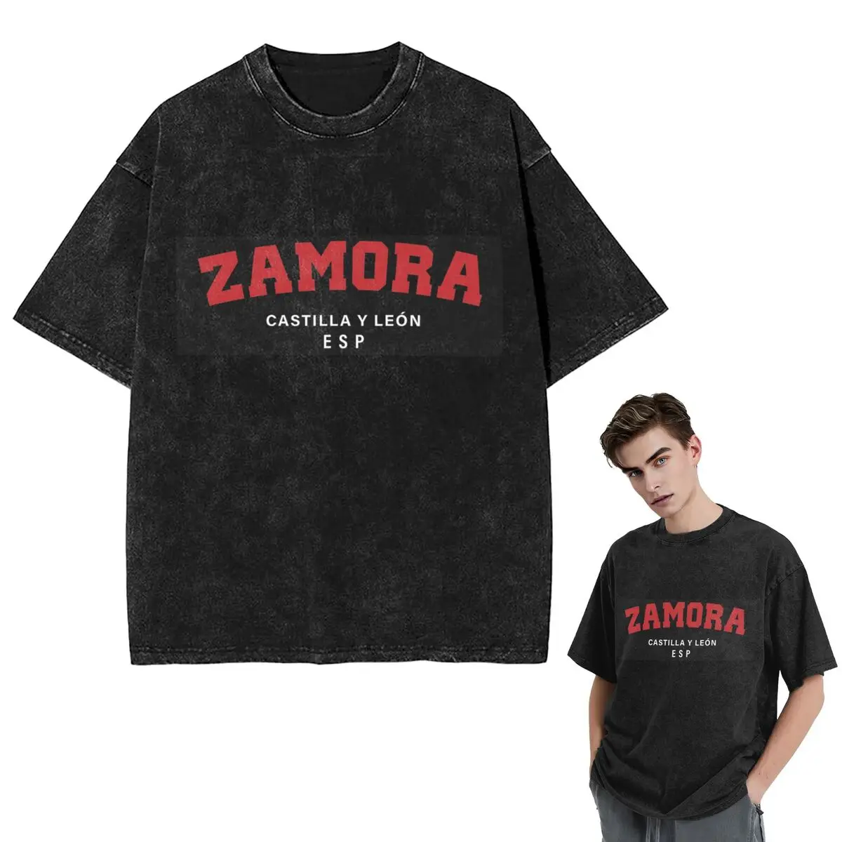 Streetwear T-Shirts Zamora Castilla And Leon Spain Washed T Shirt Short Sleeve Hip Hop T-Shirt Tops Tees for Men Women