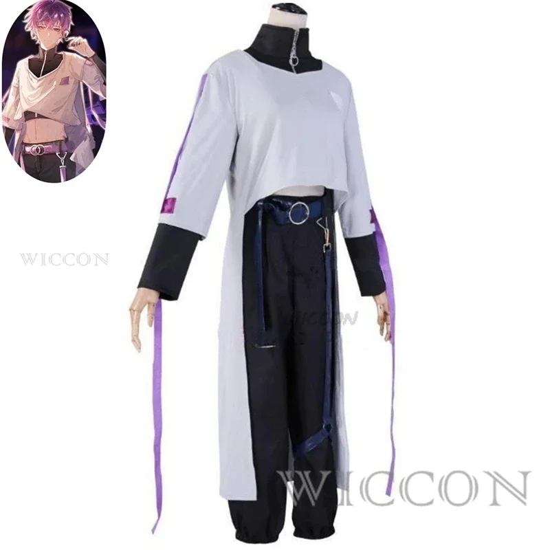 Juego de Anime Youtuber Vtuber NIJISANJI en Uki Violet disfraz de Cosplay, uniforme de peluca NOCTYX, conjunto completo, hombre adulto, mujer, Carnaval