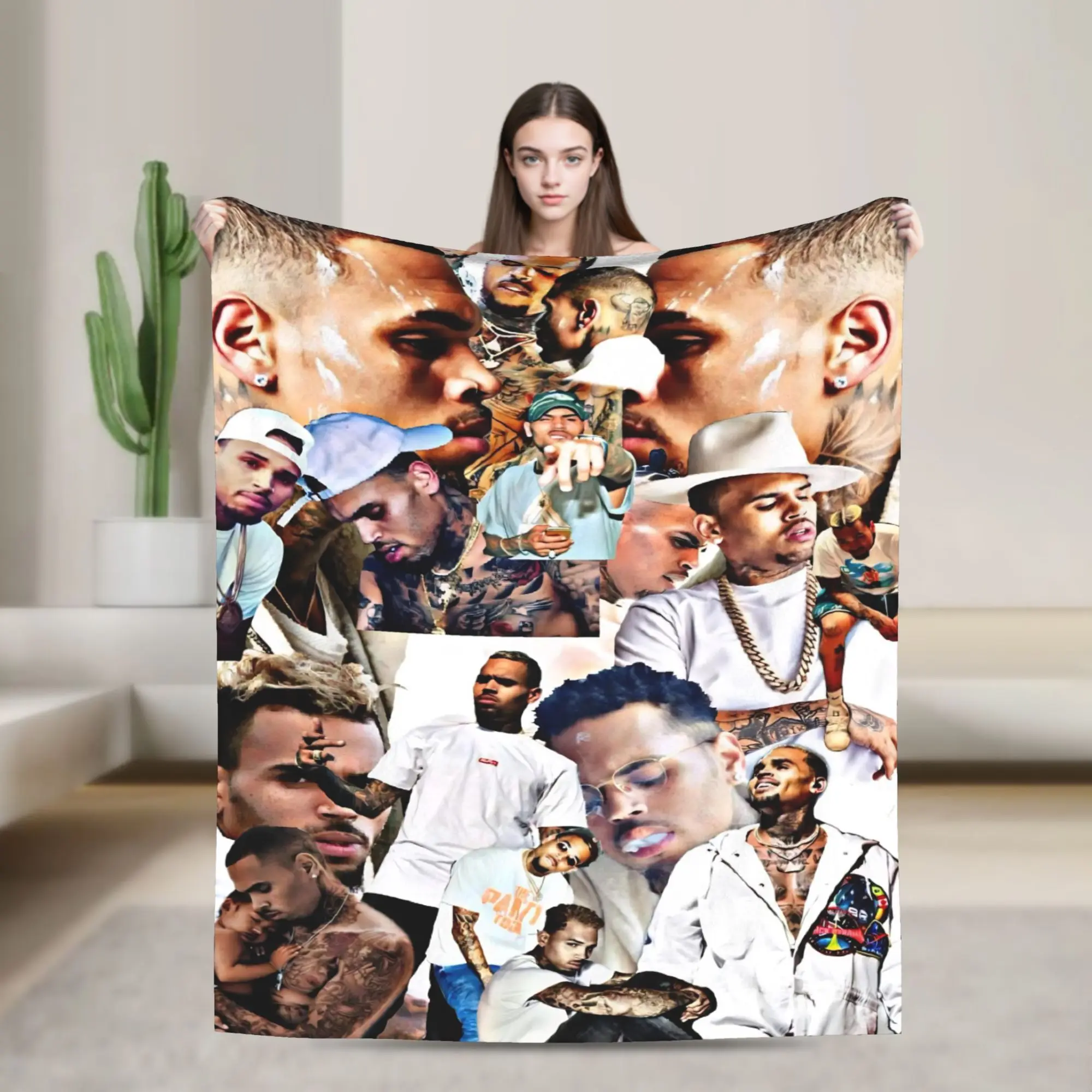 Chris Brown Breezy Bowl XX Tour 2025 Flannel Blankets Winter Super Soft Bedding Throws for Kids Home Decor Bedspread Bed Cover