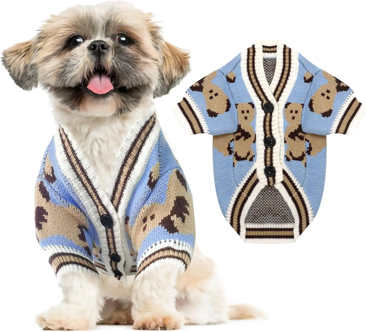 Dog Sweaters Cute Bear Dog Cardigans Clothes for Small Medium Dogs Boy Girl Puppy Cat Knitting Outfits Warm Pet Dog Clothes