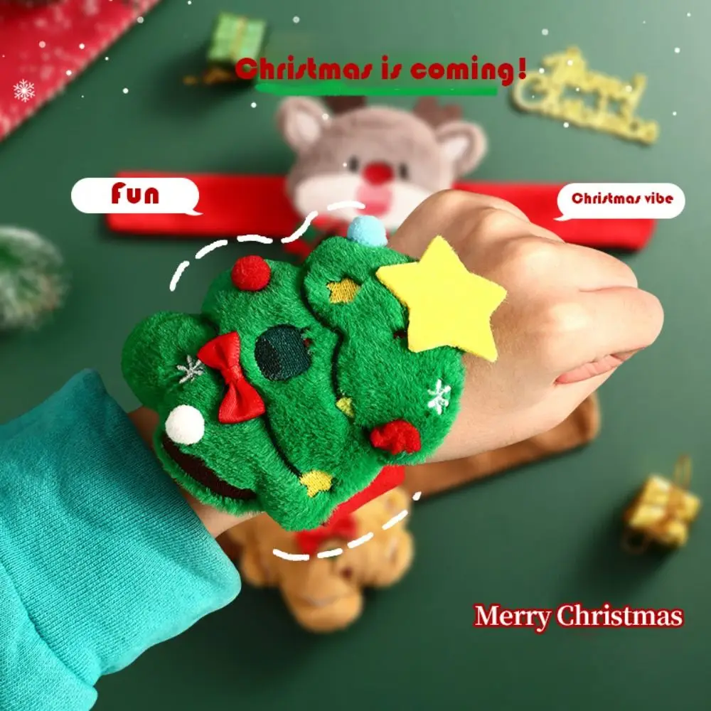 Cute Soft Christmas Clap Circle Toys Animal Cartoon Christmas Slap Bracelet Santa Claus Plush Plush Doll Slap Bracelet Gift