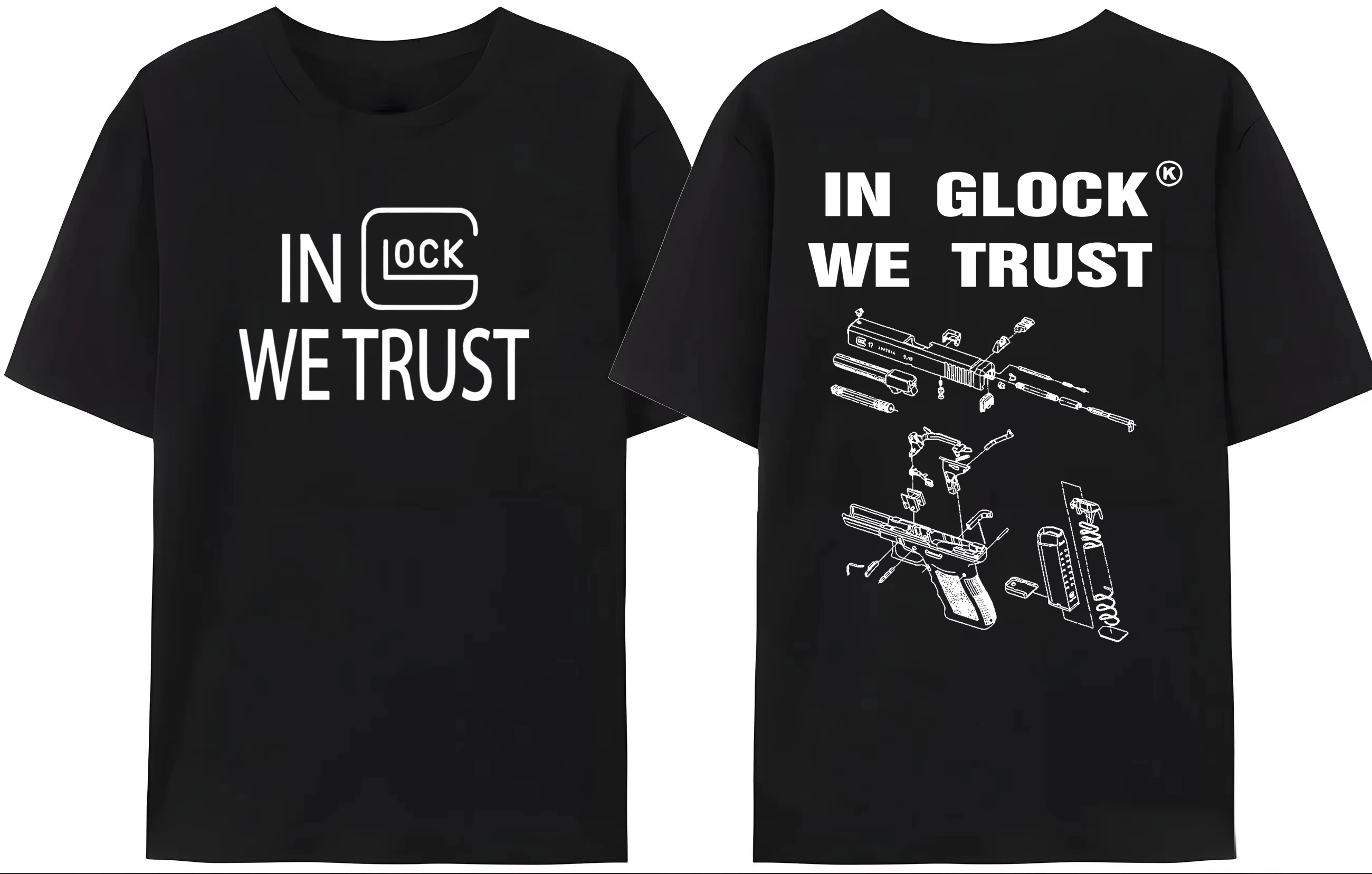 2025 IN GLOCK WE TRUST Letter Punk Style T-shirt Men's Women Y2k Hip Hop Streetwear Tops Harajuku Trend Tee Clothes Short Sleeve