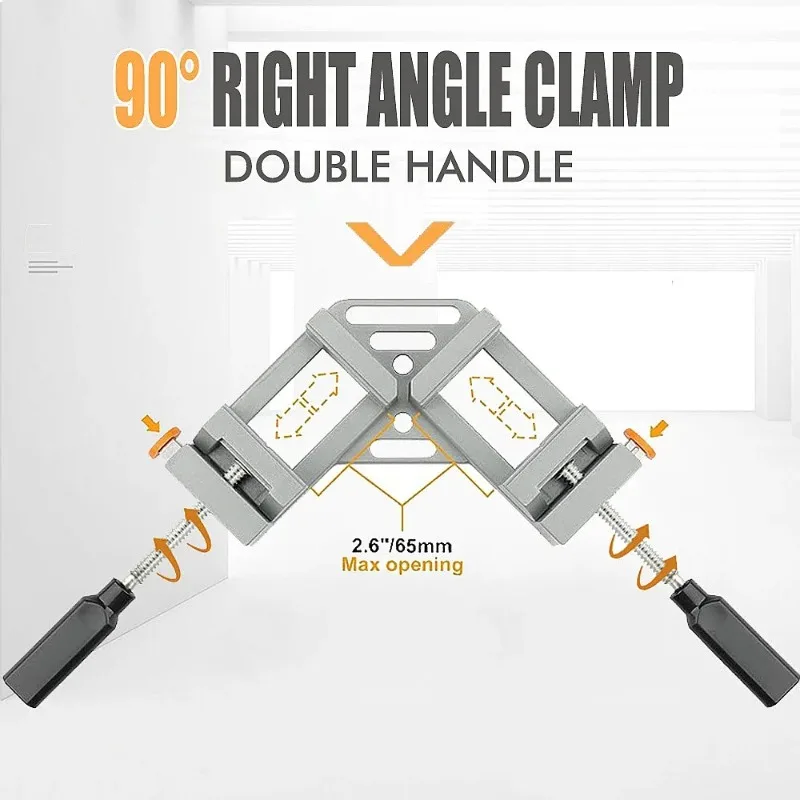 90 Degree Aluminum Triangle Clamp Glass Corner Clip Dual Handle Quick Positioning Tool
