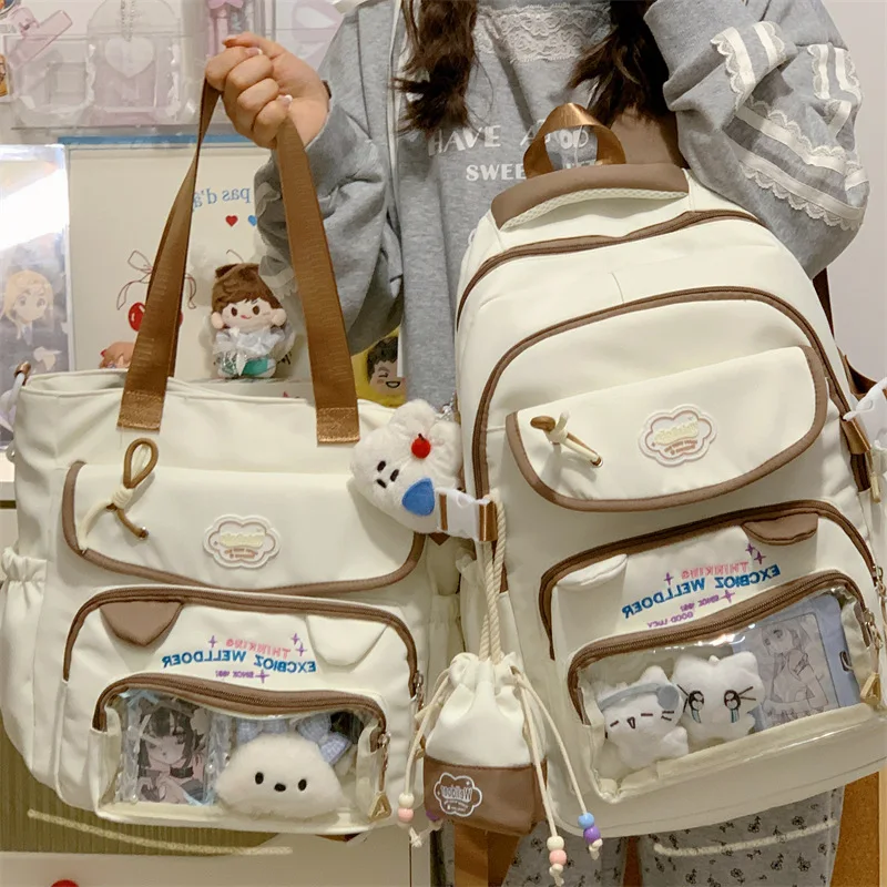 Contrast color desihngirls backpack Good lookingandlargecapacityschool backpack for girls Pain bag tote bagforwomenAgiftforagirl