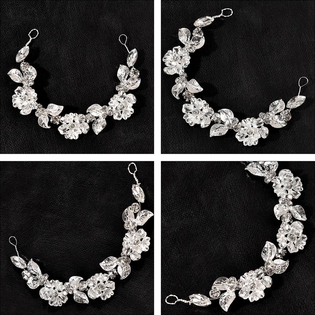 

Elegant Rhinestone Wedding Hairband Bridal Headpiece Leaf Design Firm Fit Hair Ornament For Party Banquet Cosplay Photography