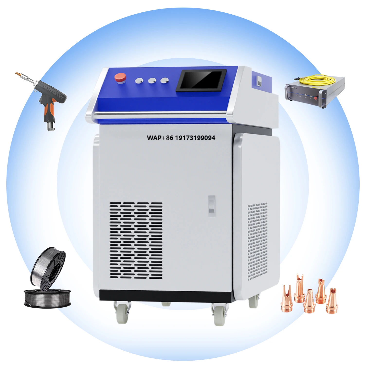 

4-in-1 Handheld Fiber Welder/Cutter/Cleaner Machine 2000W Dual-Wire Fed Easy to Operate for Metal