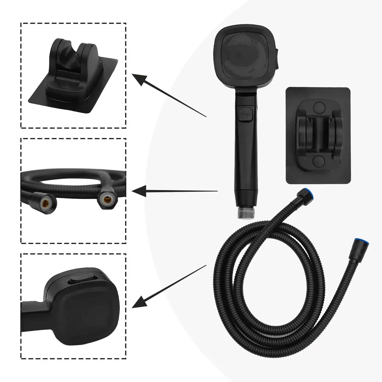 

Handheld Shower Head Jet Wash Spray Modes Inches Stainless Steel Hose High Pressure Design Hose RV Camper Reliable Performance