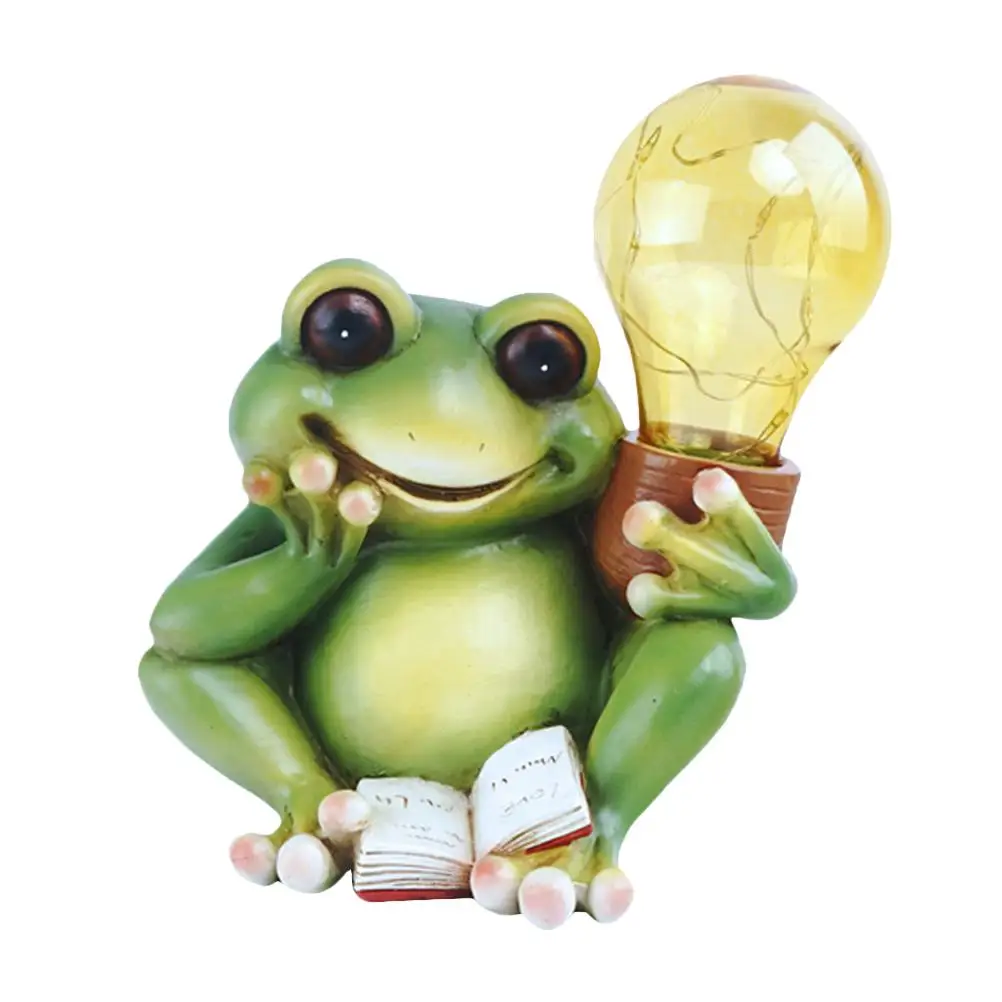 Solar Frog Resin Yard Lantern Garden Decor Waterproof Outdoor Solar-powered Lawn High-grade Frog-Shape Garden Light Easy
