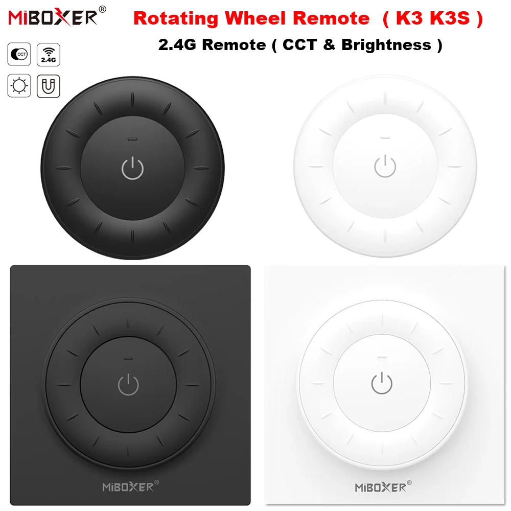 

MiBoxer K3 2.4G Rotating Wheel Remote Color Temperature Panel Remote Control Adjustable Dimmer Wireless Controller for LED Buld