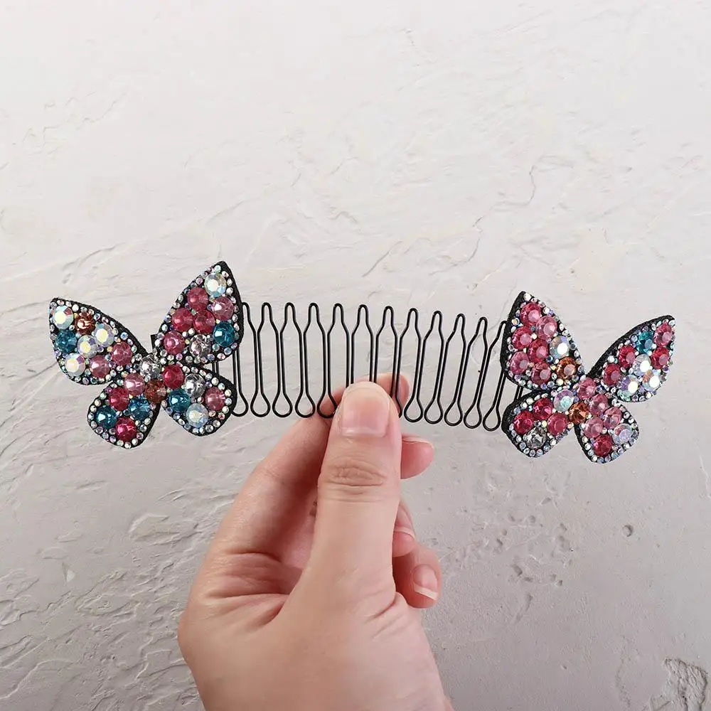 Sweet Rhinestone U Shape Hair Styling Comb Star Bow Invisible Extra Hair Holder Butterfly Fixed Combs Spring Hair Comb Girls
