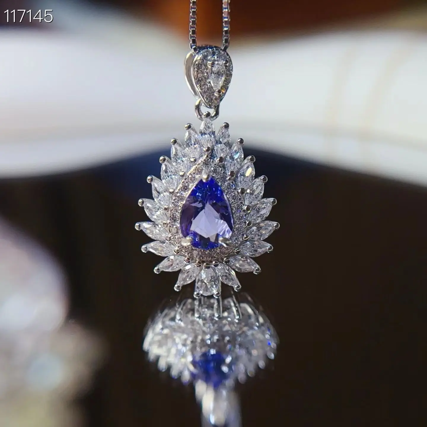 

Dazzling Gemstone Silver Pendant Natural Tanzanite Pendant for Bridal 5mm*7mm 055ct Genuine Tanzanite Jewelry