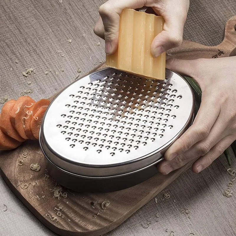 Cheese Grater With Container, For Kitchen With 2 Sizes, Vegetable Grinder, Ginger Shredder, Chocolate Grater