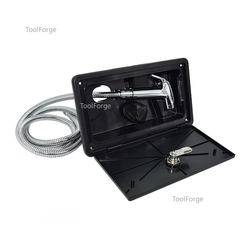 ملحقات التخييم RV دش خارجي خارجي مع قفل لقارب البحرية العربة متنقل قافلة RV طقم صناديق الدش #6