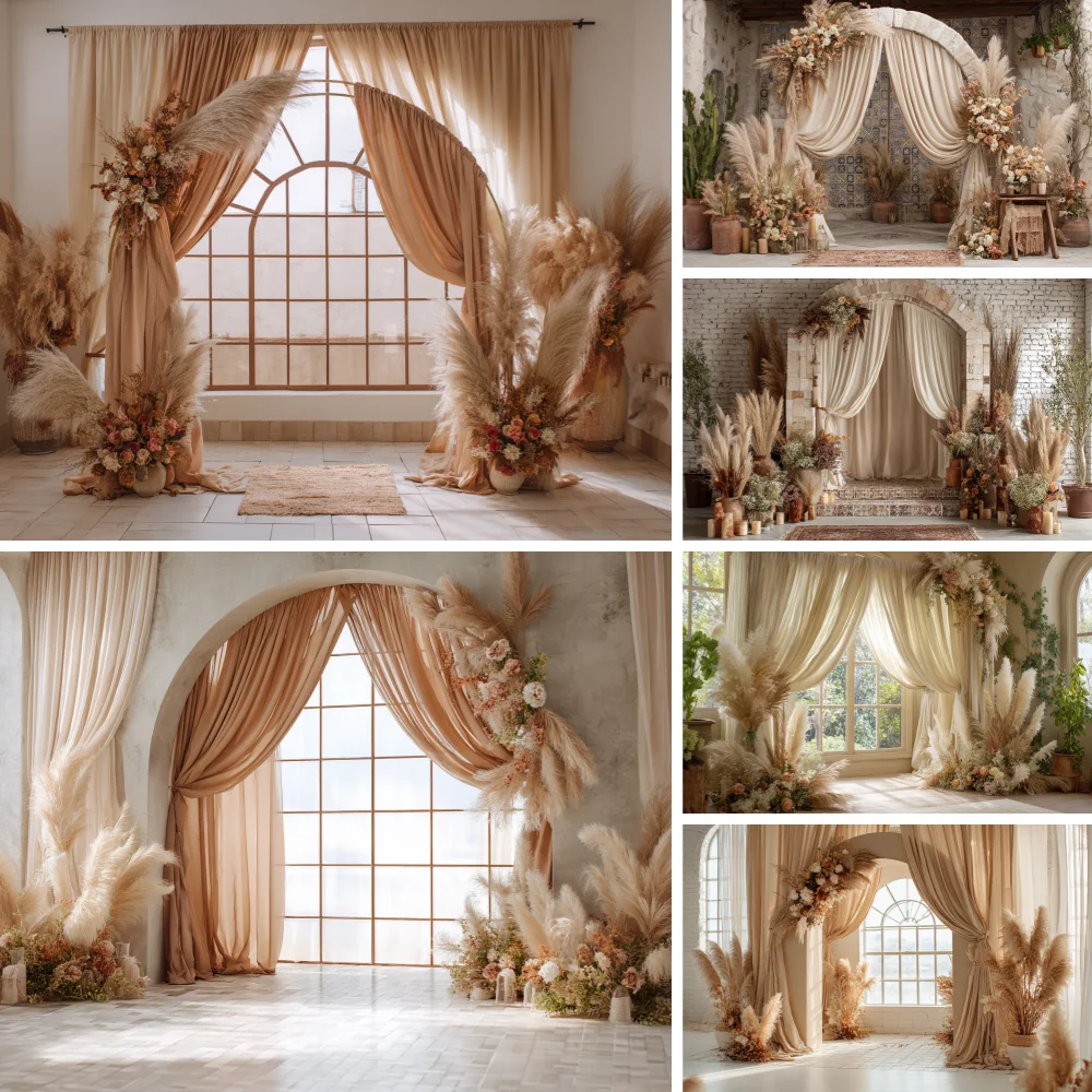 

Boho Floral Room Window Photography Background Adult Birthday Wedding Maternity Portrait Decor Backdrop Photo Studio Supplies