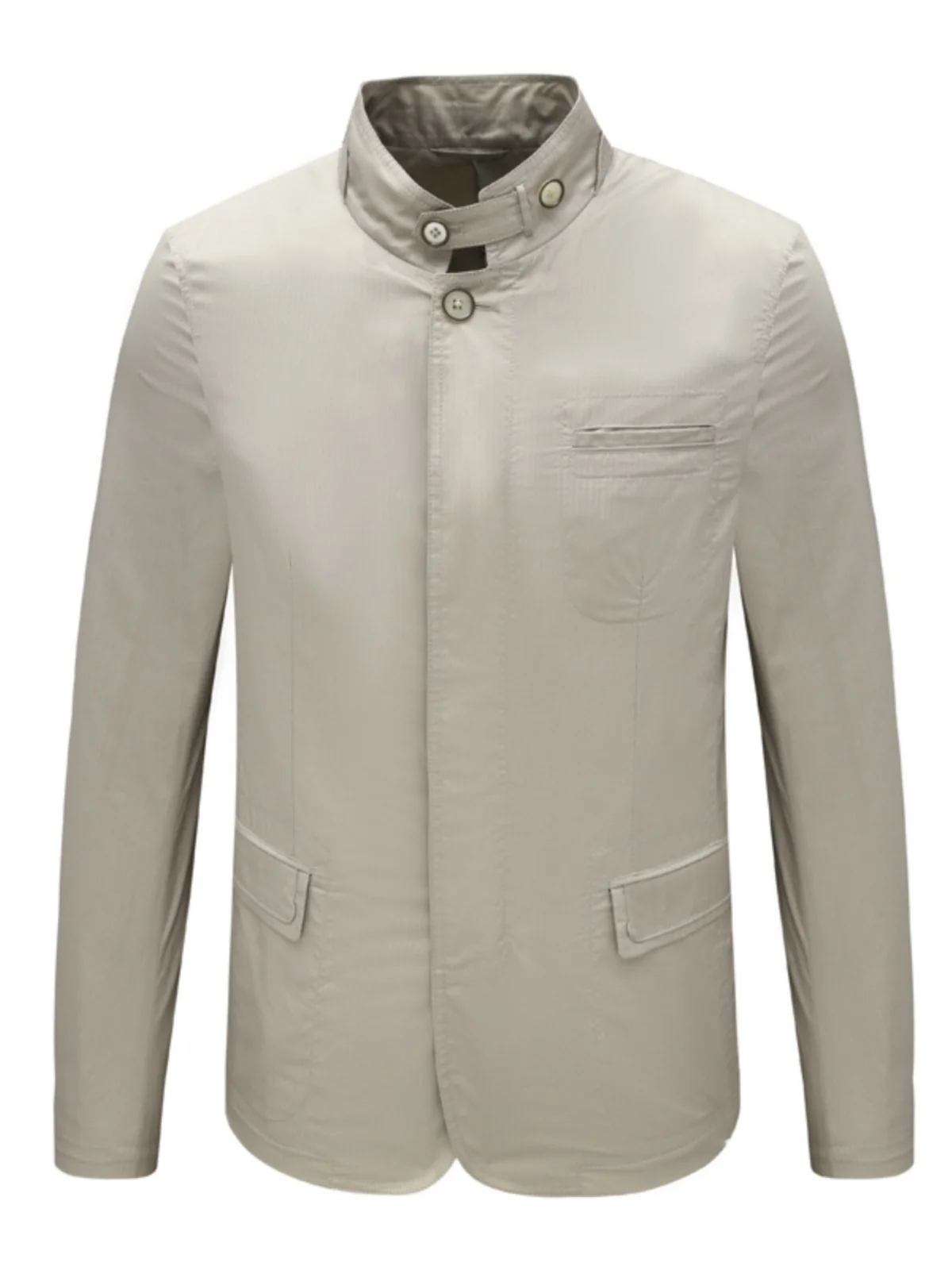 

Men's Thin Casual Jaet CA6 Mong Spring Autumn Cotton Stand Collar EVNICE Faion Urban Sle Long Sve Stand Fit