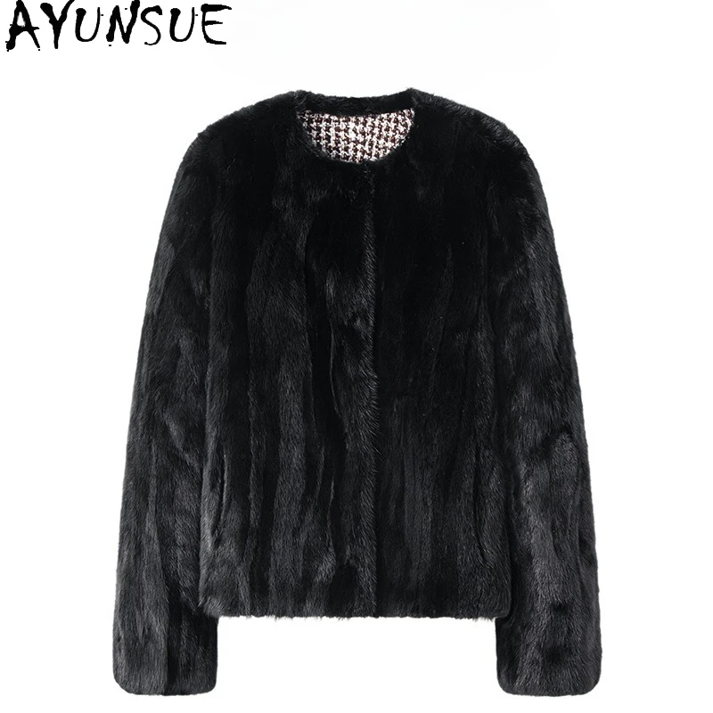 AYUNSUE Reale Cappotto di Pelliccia di Visone Vestiti Delle Donne Cappotti di Pelliccia di Lusso per la Donna Nuovo in Capispalla Vinatge Giacca Invernale Шуба Ж Dön...... 2025